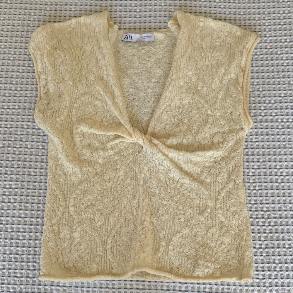 Zara Ivory Sheer Knit Blouse